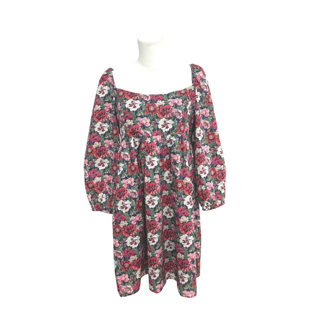 J.Crew Liberty Fabric Floral Smocked Dress BD490 Navy Red Pink Size 12 NWT